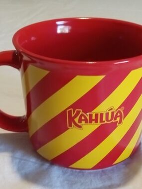 Red and Yellow Kahlua Diagonal Stripe Coffee Mug 16 Oz